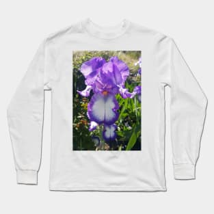 Gorgeous Purple and White Bearded Iris Flower Long Sleeve T-Shirt